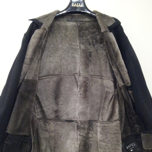 Rafel NY Shearling Fur Lamb Leather Car Coat Sz 44 - Picture 4 of 8